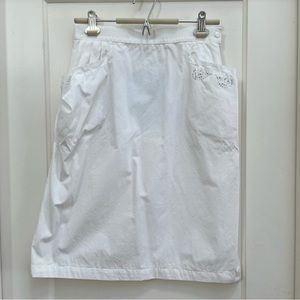 French vintage white cotton skirt with pockets